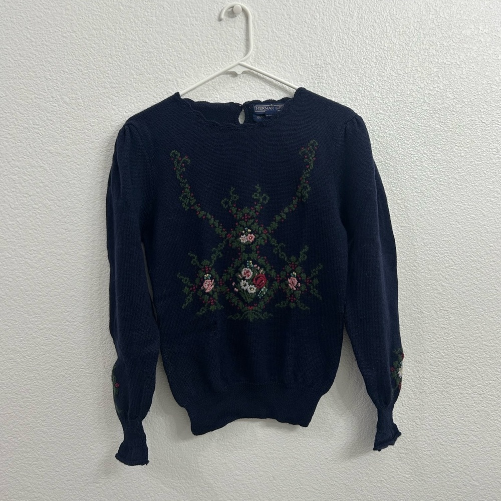 HERMAN GEIST SMALL Vintage Hand Embroidered Sweater